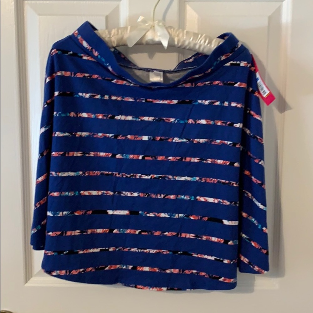 NWT Blue Floral Stripe Twirl Skirt